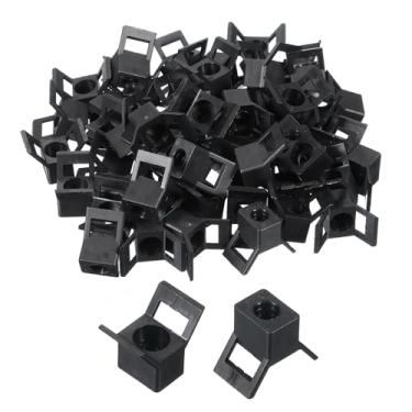 Imagem de 50 peças Suporte de fio de montagem tipo sela de base de abraçadeira, clipes de arame de 1,2 x 1 x 1 cm, grampos organizadores para fios eletrônicos, preto 0,56 cm de diâmetro