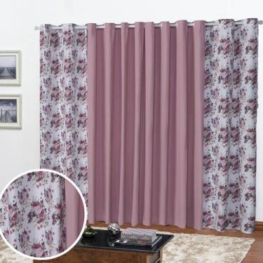Imagem de Cortina Florata 3,00LX2,20A Estampada Para Sala e Quarto Decoração Aca