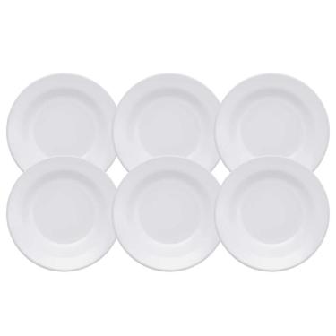 Imagem de Jogo Kit De 6 Pratos Fundos 22Cm Branco Cerâmica Plus Biona