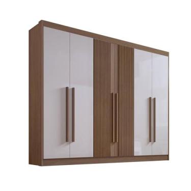 Imagem de Guarda Roupa Casal 6 Portas Ripado 7 Gavetas sem pés Athos - D' Doro, 