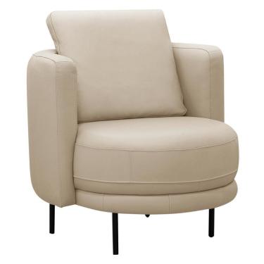 Imagem de Poltrona Decorativa Orgânica Para Sala De Estar Living Belfort L06 Couro Bege - Lyam Decor