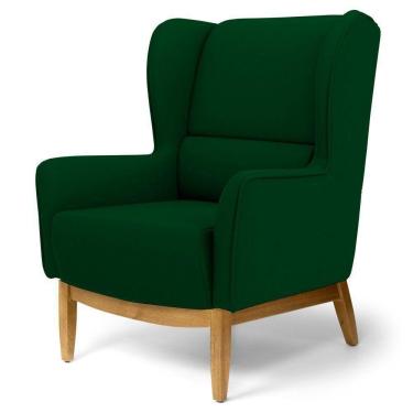 Imagem de Poltrona Milena Base De Madeira Veludo Verde Liso C-303
