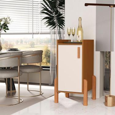 Imagem de Buffet Aparador Sala Retrô 1 Porta Cantinho Do Café Poisedon Cedro Off White
