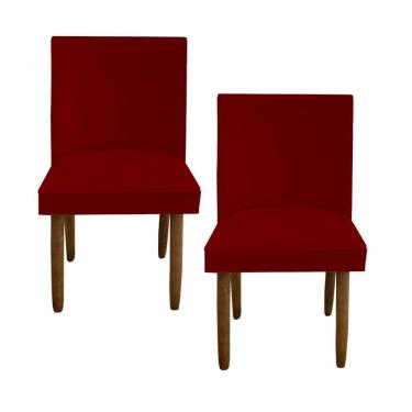 Imagem de Kit 02 Cadeiras Para Sala De Jantar Tóquio Pés Palito Suede Vermelho D'classe Decor