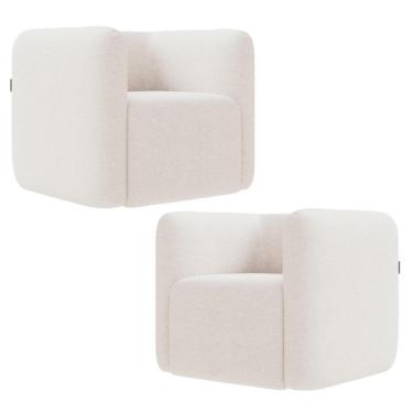 Imagem de Poltrona Para Sala De Estar Decorativa Kit Com 2 Maggie K04 Bouclê Bege - Mpozenato