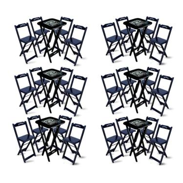 Imagem de Kit 6 Conjuntos De Mesa Bistrô Dobrável Jack Daniel's Com 4 Banquetas De Madeira Preta