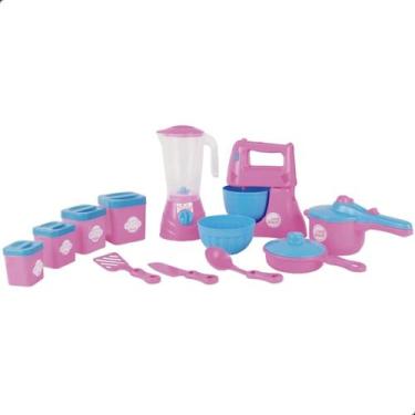 Imagem de Kit Cozinha Completa Eletro + Utensílios + Panelas Kids Brinquedo Infa