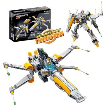 Imagem de Space Wars 2 in 1 FX1 X-Wing Fighter Spaceship & Warrior Mech Building Blocks Sets, Directly Transformable 704pcs, Compatible with lego star destroyer Boys 8-14, Birthday Gift for Star Fans Kids Adult
