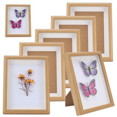 Imagem de DELORIGIN Pacote com 5 porta-retratos de madeira de 22,4 x 17,3 cm, porta-retratos pequenos, caixa de sombra, conjunto de porta-retratos para parede e mesa, lembranças de casamento, medalhas