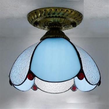 Imagem de Luminária de teto contemporânea LED estilo retrô americano para sala de estar, restaurante, quarto, casa de campo, hotel, corredor, café, bar, decoração em vidro colorido (Estilo 22)