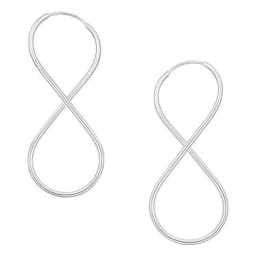 Imagem de Brinco Par De Argola Prata 925 Infinito Fio Redondo 5 Cm - Loja das Pr