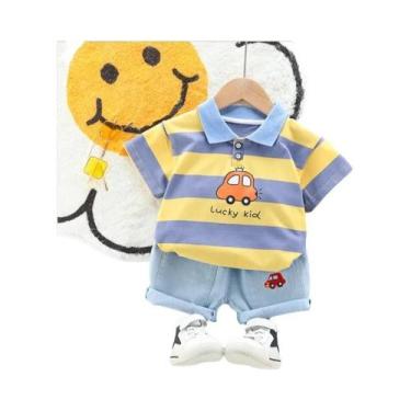 Imagem de Conjunto De Verão Para Bebês Meninos E Meninas Com Camisa Polo E Short
