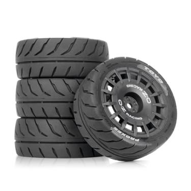 Imagem de 4PCS 1/10 RC Rally Tires & Rims, 68x28mm 12mm Hex Wheel Set, Fits for Traxxas Tamiya HPI WR8 RLAARLO XTS F10 1/10 Scale On-Road Car (Black)