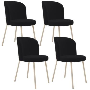Imagem de Kit 04 Cadeiras Para Sala De Jantar Cozinha Estofada Gavi Arena L02 Suede Preto - Lyam Decor