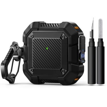 Imagem de DGege Capa para AirPods 4, compatível com Apple AirPods 4ª geração com trava segura, chaveiro e kit de limpeza, capa protetora à prova de choque de corpo inteiro (2024)