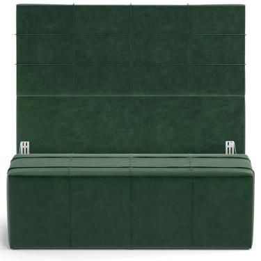 Imagem de Kit Cabeceira Cama Box Queen 160cm Com Calçadeira Roma W01 Couríssimo Verde - Lyam