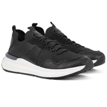 Imagem de Tênis Masculino Democrata Casual Knit Denim Brad Ultra Light Cadarço Elástico 527103 Cor:;Tamanho:44-Masculino