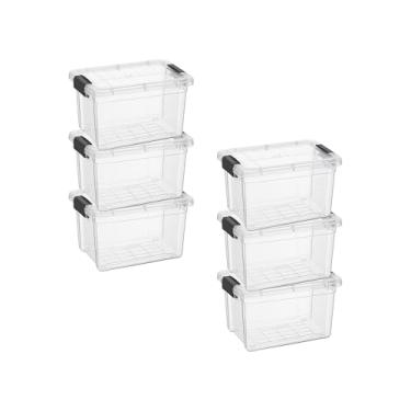 Imagem de Superio Mini recipiente de armazenamento caixa de giz de cera de plástico suprimentos de arte e estojo de costura empilhável transparente pequeno organizador para contas, papelaria, giz e alimentos