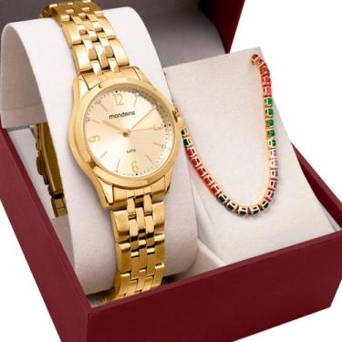 Imagem de Kit Relógio Mondaine Feminino com Pulseira 32720LPMKDE1K3
