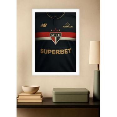 Imagem de Quadro Camisa São Paulo FC 2025 Com Vidro e Moldura Branca Tamanho:21c