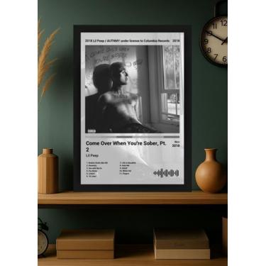 Imagem de Quadro Lil Peep Come Over When. (B&W) Com vidro e Moldura Tamanho:21cm