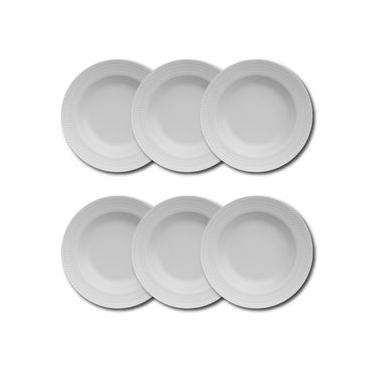 Imagem de Conjunto de Pratos Fundos Germer Chevron em Porcelana Branco – 6 Peças