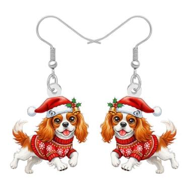 Imagem de DALANE Brincos de acrílico fofos de Natal Cavalier King Charles Spaniel Pingentes de Cachorro Pingentes de Cachorro Joias Presentes de Natal para Amantes de Cachorros Mulheres Mamãe Acessórios, Medium