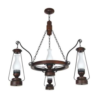 Imagem de Lustre Lampião Envelhecido 4 Lâmpadas 884E - Luminárias Müller