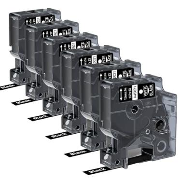 Imagem de COLORWING Compatível com fita adesiva Dymo D1 branca em preto 45021 a45021 refis de etiquetadora preta d1, 1/2 polegada x 23 pés, S0720610 para Dymo LabelManager 160 210D 280 360, pacote com 6