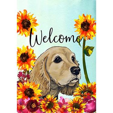 Imagem de Cocker Spaniel Buff - Bandeira de jardim de boas-vindas Hippie Hound Studios