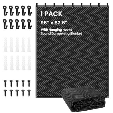Imagem de BREENHILL Cobertor de amortecimento de som extragrande, painel de cobertura de estúdio absorvente de som de 244 cm x 203 cm, cortina acústica de estúdio com cancelamento de ruído/bloqueador de luz