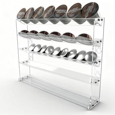 Imagem de Suporte de cápsulas de café de 5 camadas para Nespresso Vertuo, suporte de parede K para pequenos espaços, organizador de cápsulas de café de acrílico transparente compatível com a maioria das