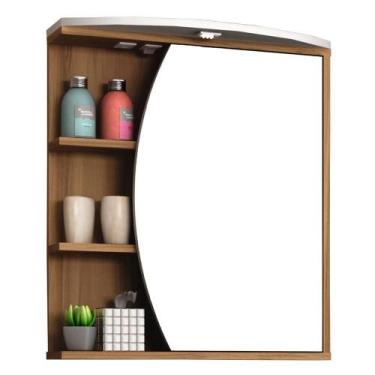 Imagem de Armário Suspenso Para Banheiro 60Cm C/Espelho Branco Nogal - LYAM DECO