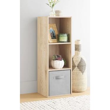 Imagem de Whitmor Organizador de armazenamento de livros, estante de livros de MDF empilhável de 3 camadas, prateleira de exibição de armazenamento aberta