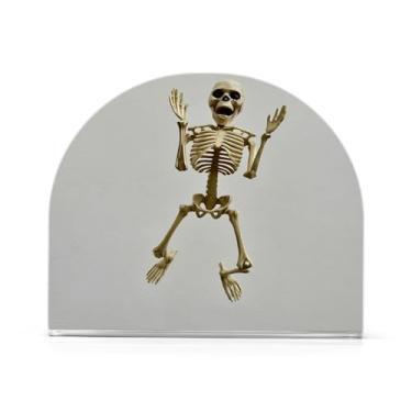 Imagem de JUZIHAI Suporte de guardanapo de salto de esqueleto para mesa dispensador de guardanapo de acrílico para mesa suporte de lenços independente para cozinha sala de jantar bar festa decoração de casa