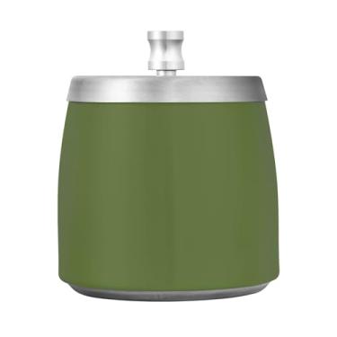 Imagem de JUZIHAI Cinzeiro verde de cor sólida com tampa, cinzeiro de aço inoxidável inodoro à prova de vento cinzeiro sem fumaça para escritório em casa, pátio, varanda, cigarro