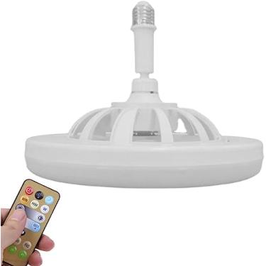 Imagem de Ventilador de Mesa com Luz LED 30W, Controle Remoto, 3 Velocidades, Bivolt, 26x12 cm, Lâmpada E27 Multifuncional 2 em 1