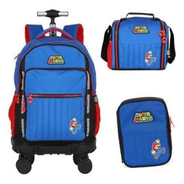 Imagem de Kit Mochila Rodinhas 360 Lancheira Estojo Super Mario - Luxcel