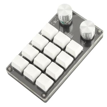 Imagem de Generic Teclado Mecânico Macro Portátil Mini Teclado para Jogos para Escritório, Material Acrílico (Preto Branco)