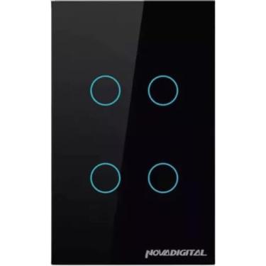 Imagem de Interruptor Inteligente Wi-Fi Touch Automação de Iluminação 4 Botões Painel Touch Preto