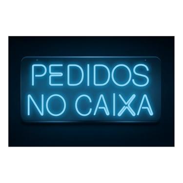 Imagem de Painel Luminária Neon Led - Pedidos No Caixa Acrílico 70cm A Escolher 127/220v (Azul Claro)