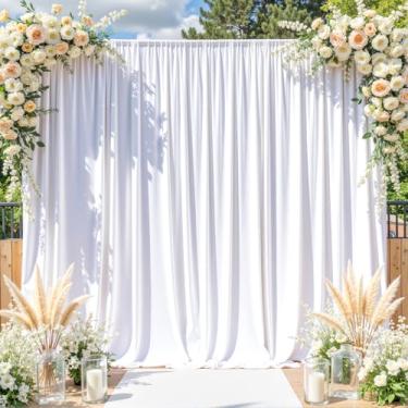 Imagem de Cortina de fundo de foto branca 10 × 10 para sessão de fotos, 1 painel de 3 m de largura, tecido de poliéster sem costura, cortinas de pano de fundo para festas de casamento, chá de bebê, fotografia