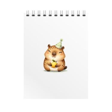 Imagem de Caderno Espiral Ilustrado com Urso Fofo de Aniversário, Capa com Personagem Aquarela, Design Infantil, Volta as Aulas 2026 (1, Branco)