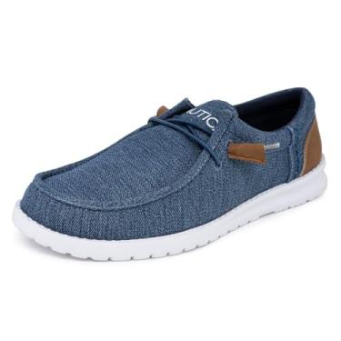 Imagem de Nautica Mocassins masculinos confortáveis, tênis náutico com cadarços, leve, casual, elástico - Rushford 1, Jeans, 39
