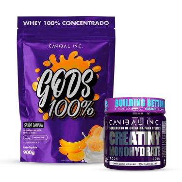 Imagem de Gods Whey 100% 900g Refil e Creatina 300g pura Canibal Inc-Unissex