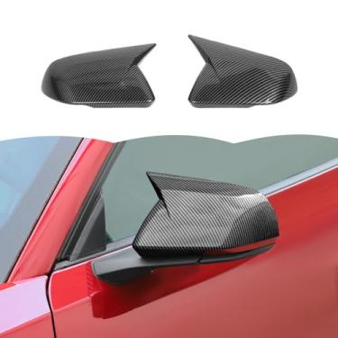 Imagem de RT-TCZ Kit de capa de espelho retrovisor de carro espelho lateral retrovisor com decoração de seta acessórios externos para Ford Mustang 2015-2025 (fibra de carbono preta)