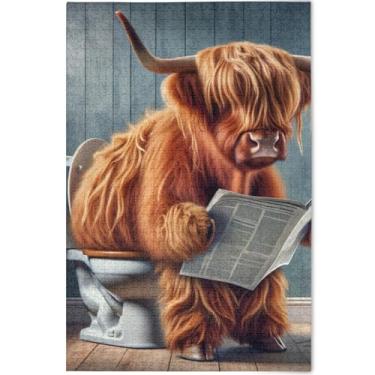 Imagem de Quebra-cabeça de vaca Highland fofa para adultos, 1000 peças, presentes tecnológicos para amantes, quebra-cabeças grandes e legais, arte com estampa animal, 75 x 50 cm