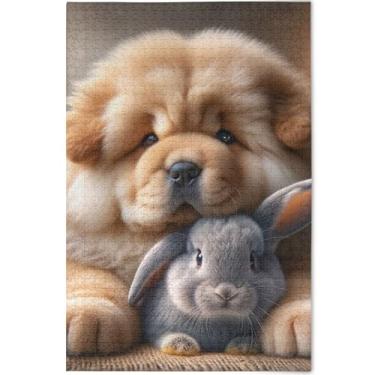 Imagem de Quebra-cabeça de cachorro Chow Chow coelho fofo 1000 peças arte animal adulto impressão arte natureza quebra-cabeças personalizado elefantes brancos presentes quebra-cabeça, 75 cm x 50 cm