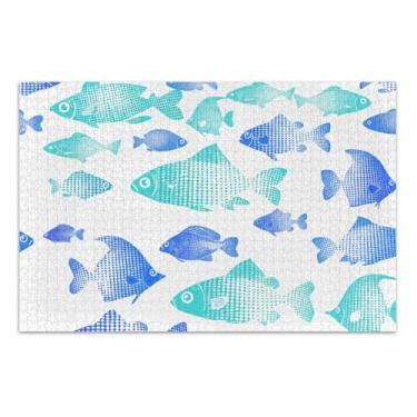 Imagem de Quebra-cabeça para adultos 1000 peças variadas peixe bolinhas azul verde família elefante branco presentes exclusivo quebra-cabeça flor animal pintura, 75 x 40 centímetros