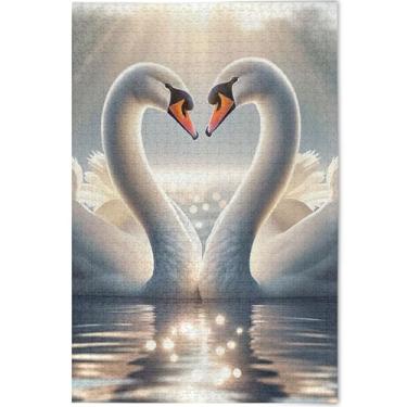 Imagem de Quebra-cabeças personalizados Swan Mate 500 peças presentes para adultos para jogo de elefante branco Prime Family Puzzles Fine Art Painting, 52 cm x 37,8 cm